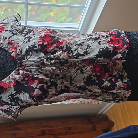 INC Black/gray/red Blouse - Picture 5 of 6